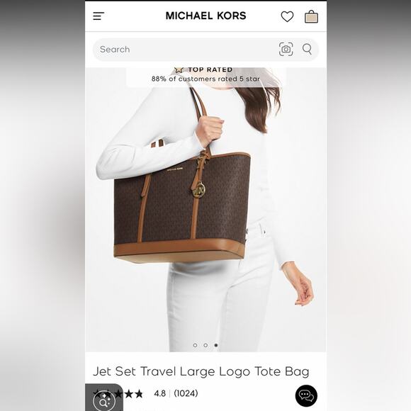 NWT Michael Kors MK Jet Set Travel Large Logo Tote Bag & Continental Wristlet - Picture 6 of 6